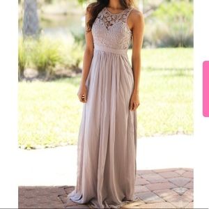 Gray lace maxi dress